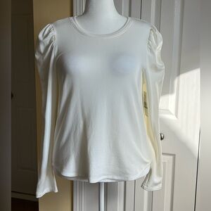 NWT Karen Kane Cream Shirred Sleeve Top (L)